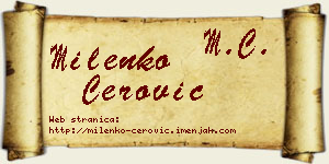 Milenko Cerović vizit kartica